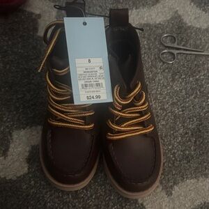 Cat & Jack Brown Boots with Yellow Laces